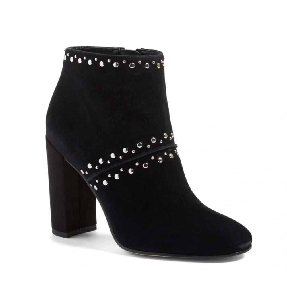 Sam Edelman Chandler Black Studded Block Heel Ankle Boots 9 Women’s
